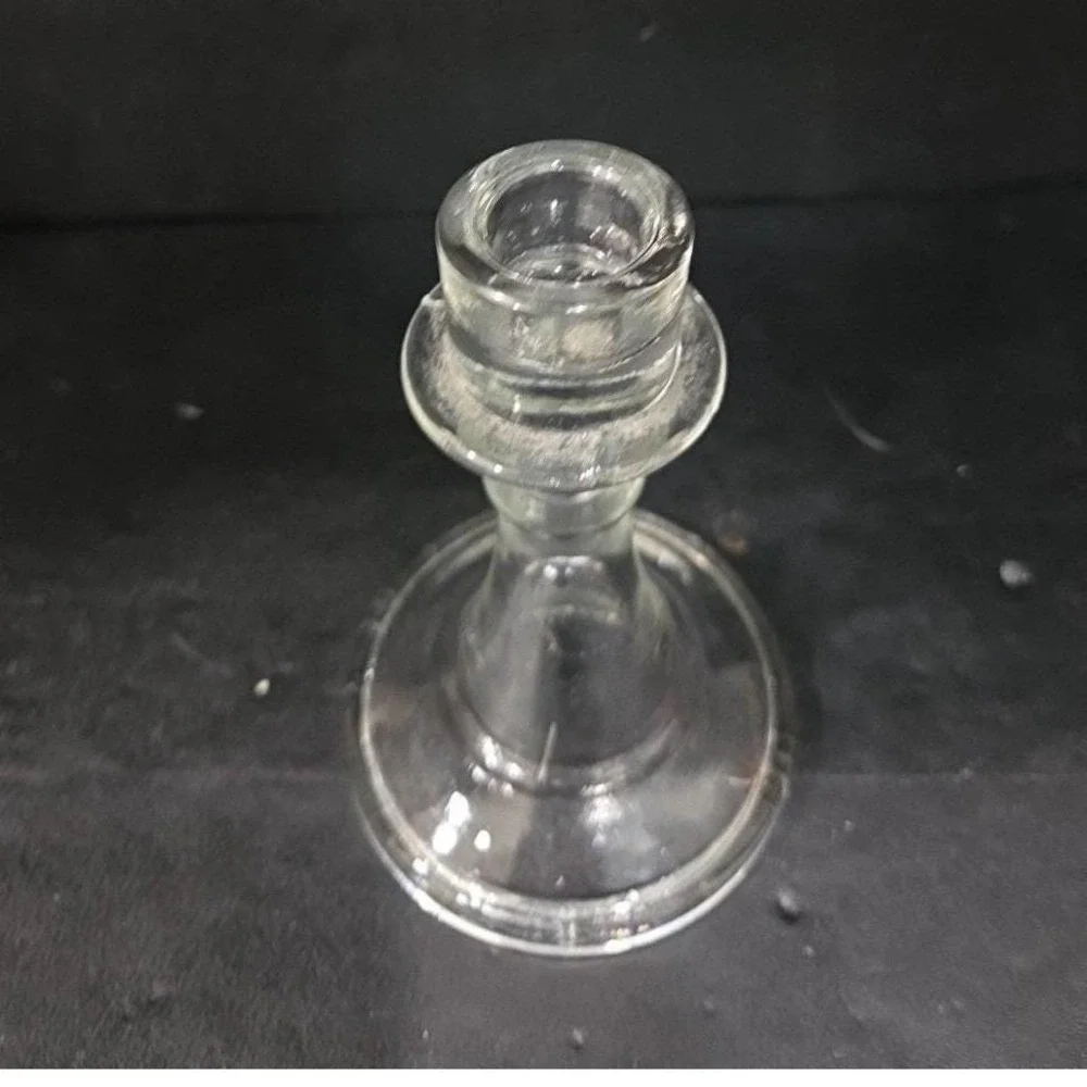 Clear Glass Candlestick Holder, Antique Single Candle Stick, Vintage Replacement